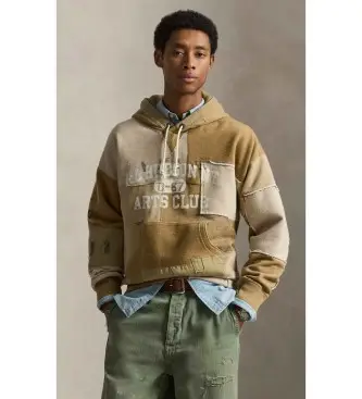 per uomo 710P04970001 Felpa con cappuccio in pile vintage beige (S), Casual, Multicolore, Cotone