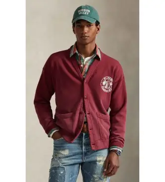 per uomo 710P04976001 Felpa in pile con grafica vintage bordeaux (S), Rosso, Casual, Cotone