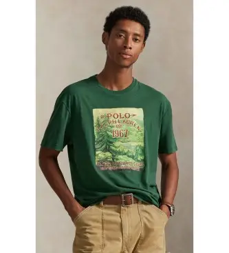 per uomo 710P04981001 T-shirt stampata in maglia verde classica (XS), Casual, Cotone, Manica corta