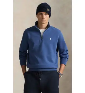 per uomo 710P06234504 Maglione blu navy a doppia maglia con cerniera corta (S), Casual, Cotone, Classico