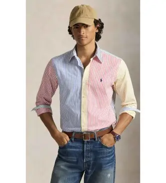 per uomo 710P07020001 Camicia in popeline su misura con righe multicolori (S), Casual, Multicolore, Cotone, Manica lunga