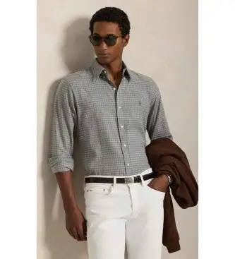 per uomo 710P07184001 Camicia in twill tecnico grigio su misura (XS), Casual, Cotone, Classico, Manica lunga