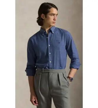 per uomo 710P07185001 Camicia in twill tecnico blu su misura (XS), Casual, Cotone, Classico, Manica lunga