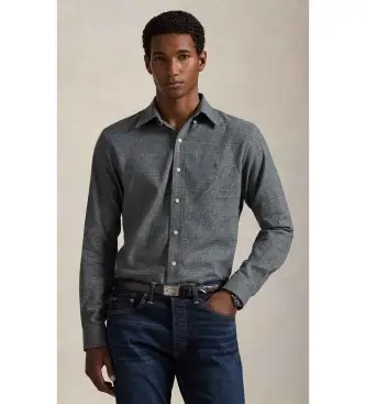 per uomo 710P07185002 Camicia in twill tecnico grigio su misura (S), Casual, Cotone, Manica lunga