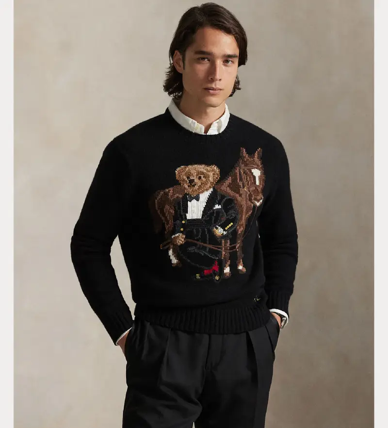 per uomo 710P08085001 Orso nero del Jersey (M), Casual, Lana