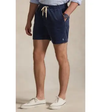 per uomo 710P08204001 Polo in velluto a coste blu navy, pantaloncini stile preppy (S), Casual, Cotone