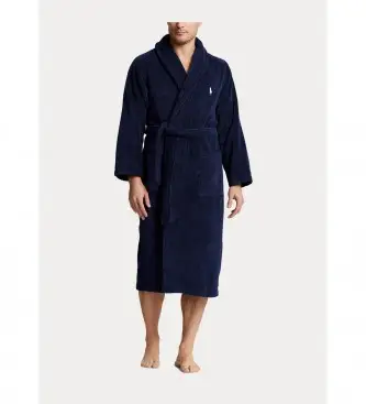 per uomo 714853990001 Accappatoio con logo blu scuro (L-XL), Homewear, Cotone, Navy