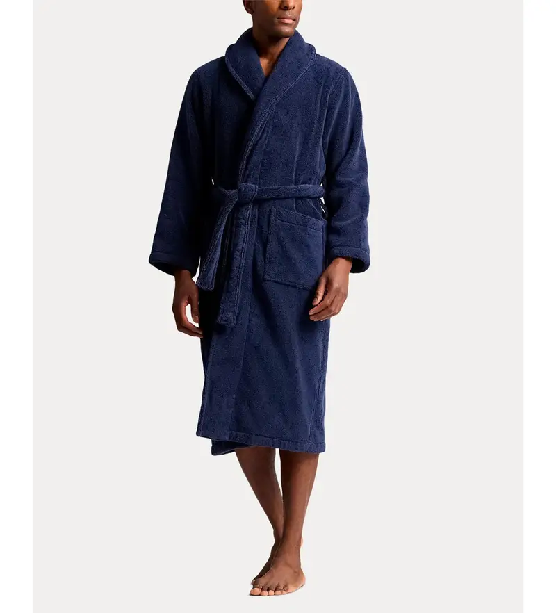 per uomo 714965518002 Accappatoio in spugna di cotone con logo blu navy (S-M), Homewear