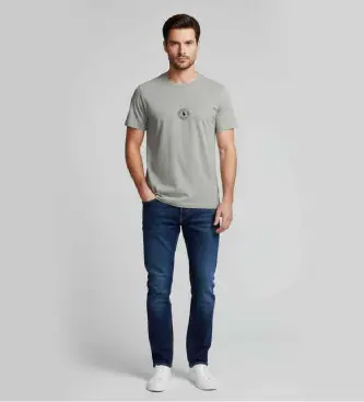 per uomo 714P01951002 T-shirt in spugna francese con logo grigio (M), Casual, Cotone, Manica corta