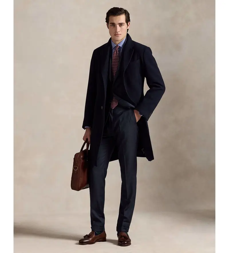 per uomo 715980052001 Cappotto in melton blu navy a tre quarti (M), Casual, Lana