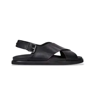 per uomo 803961444002 Sandali Zane in pelle nera (41), Nero, Basso, Fibbia, Casual