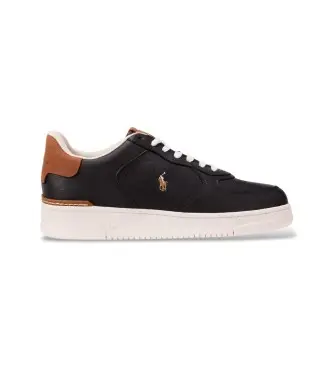 per uomo 809P07175002 Sneakers in pelle nera Masters Court (36), Nero, Basso, Stringhe, Casual