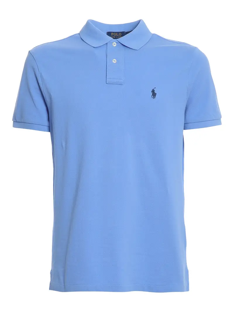 Polo con ricamo logo sul petto Azzurro