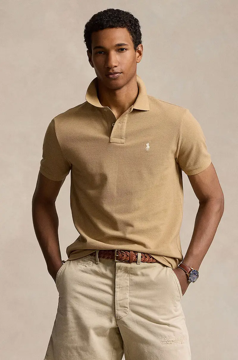 polo in cotone colore beige 710680784