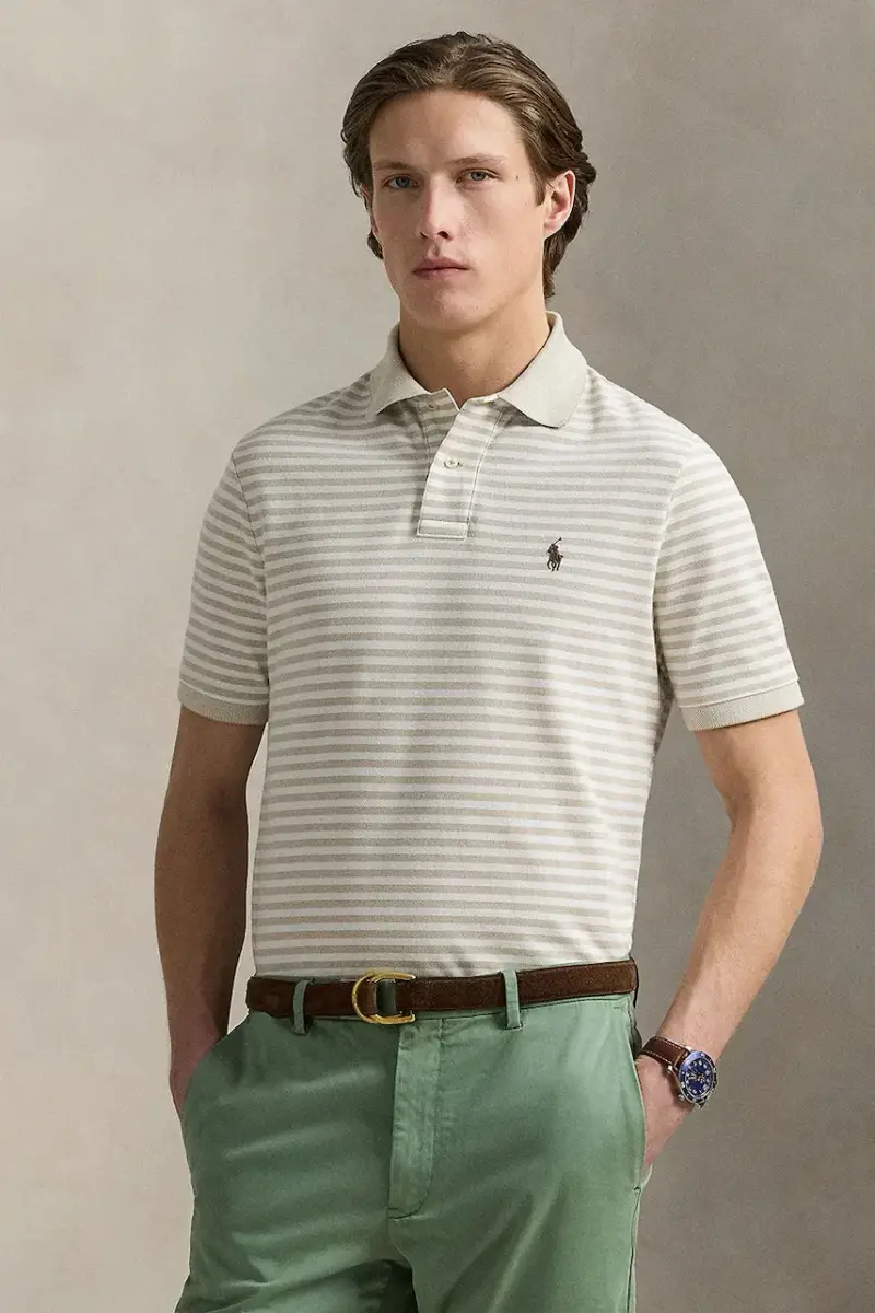 polo in cotone colore beige 710974596