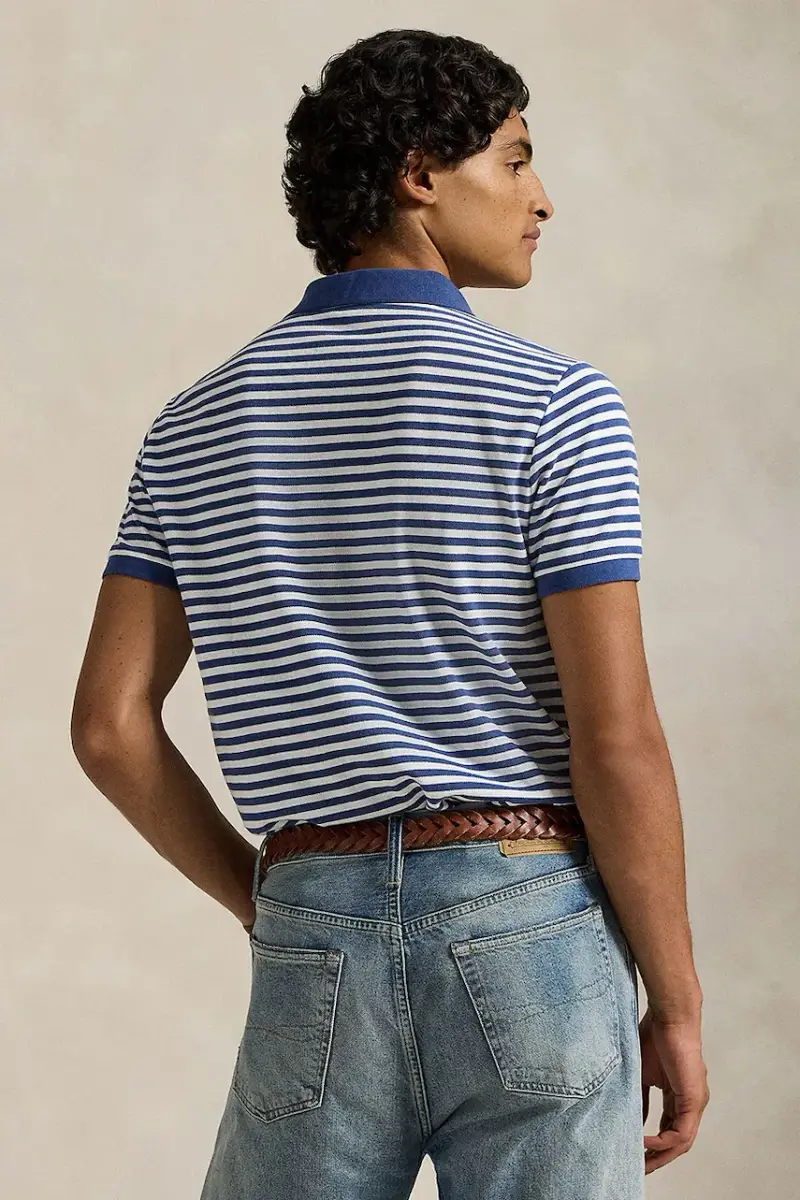 polo in cotone colore bianco 710956682 Blu navy miniatura 2