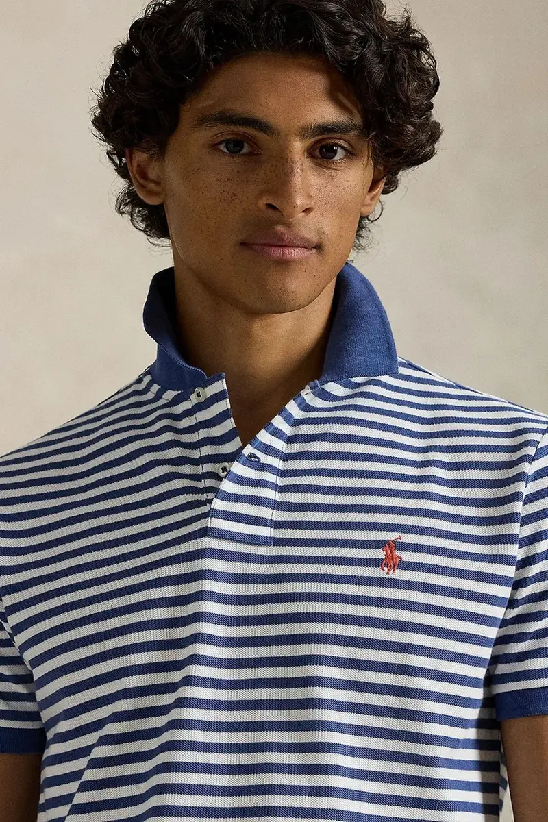polo in cotone colore bianco 710956682 Blu navy miniatura 4