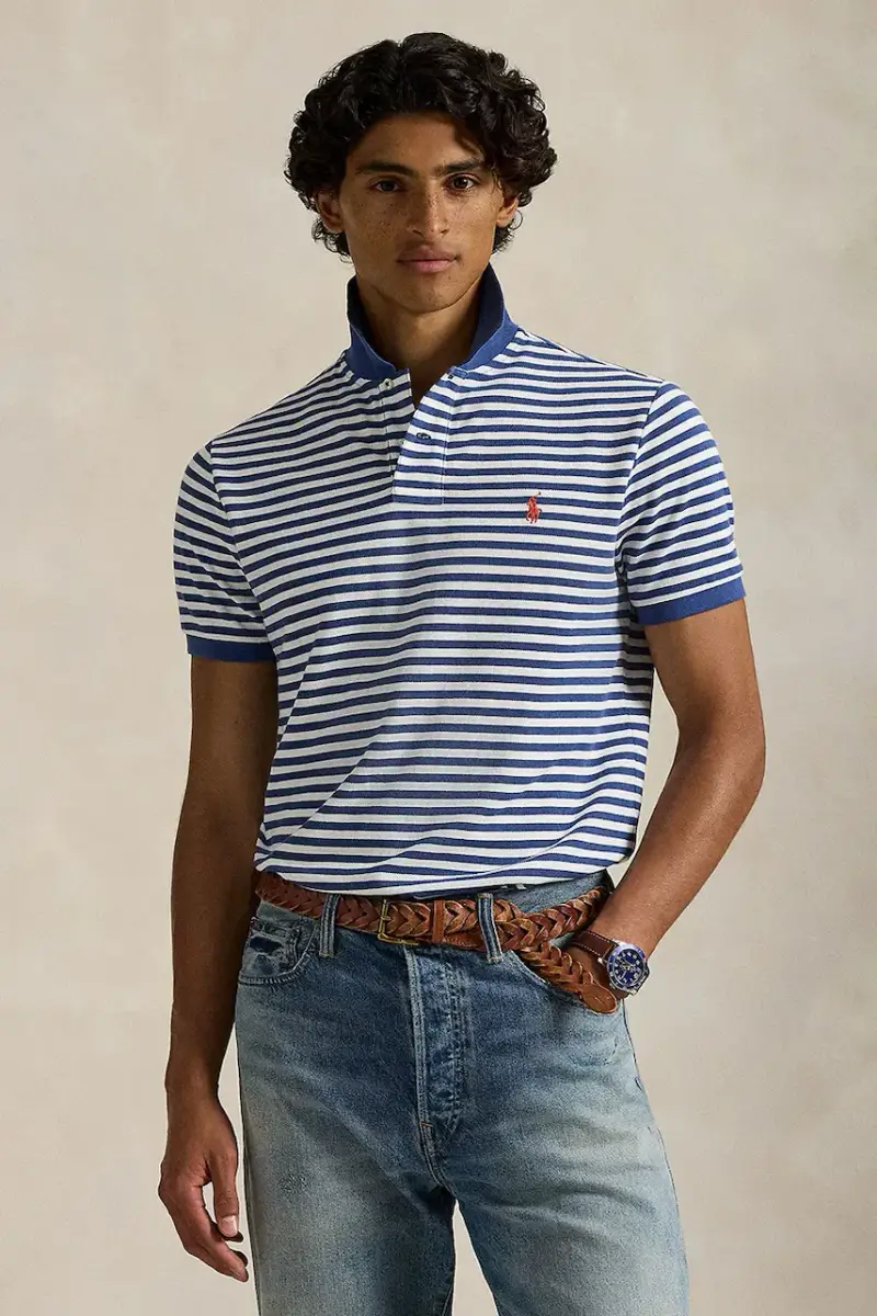 polo in cotone colore bianco 710956682 Blu navy