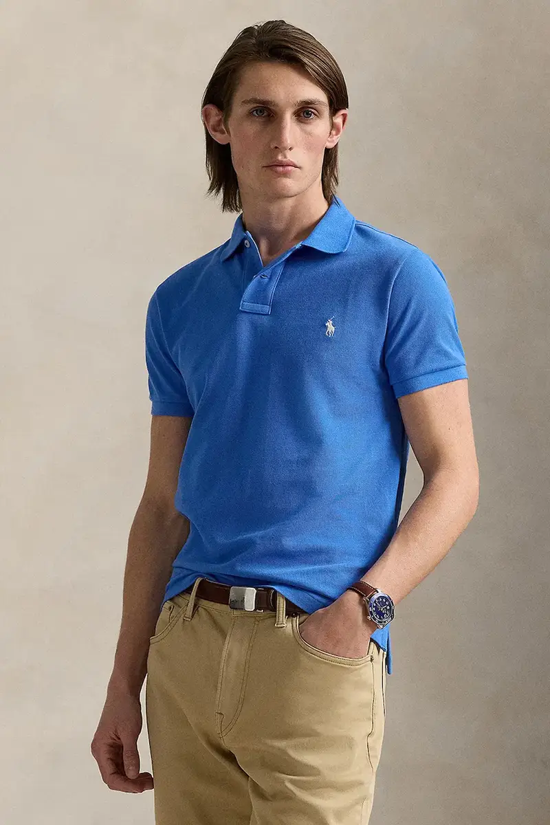 polo in cotone colore blu 710536856