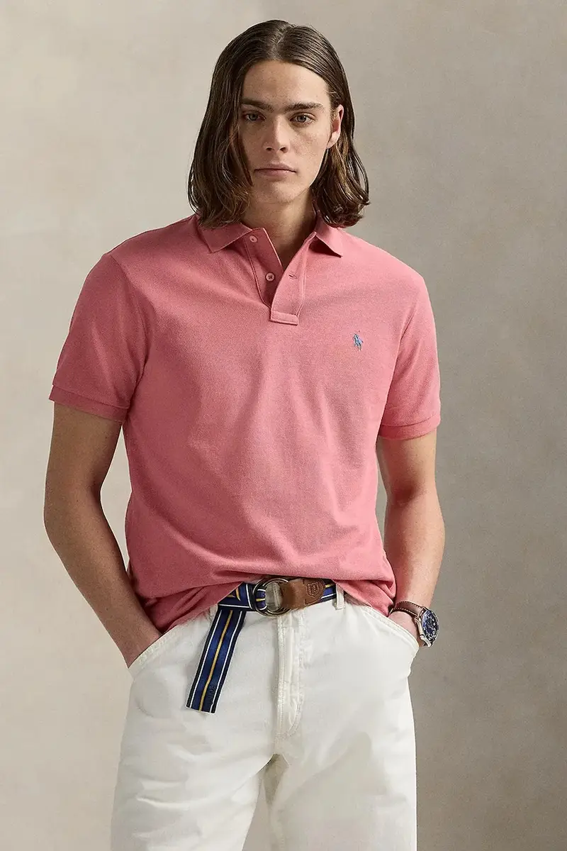 polo in cotone colore blu 710536856 Rosa