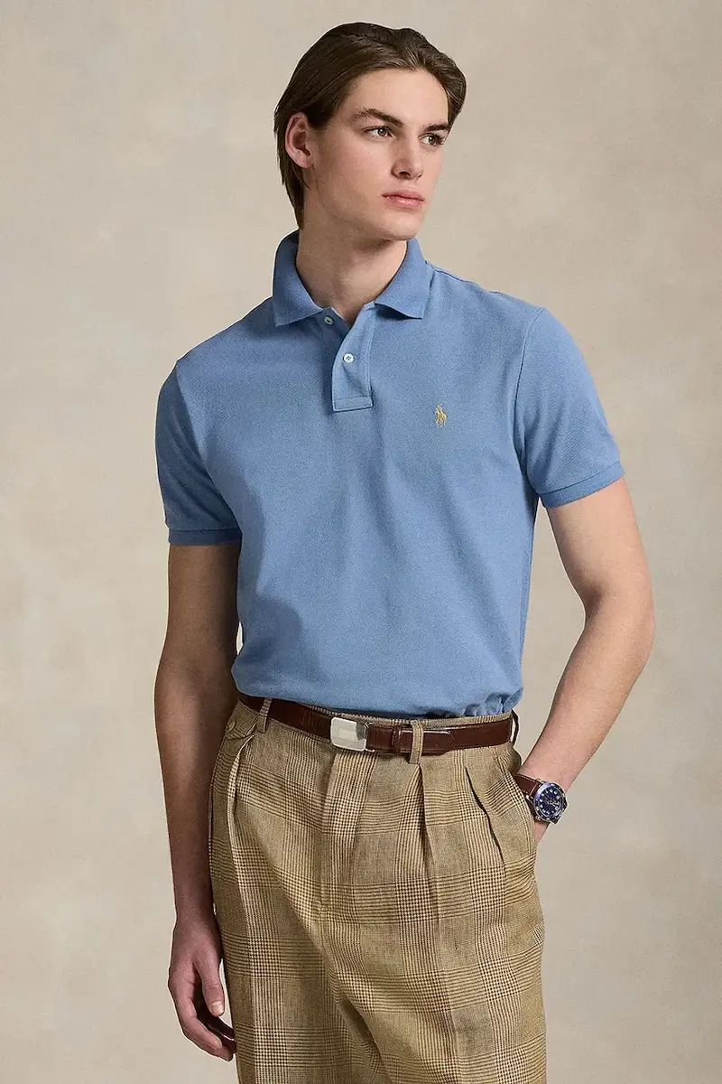 polo in cotone colore blu 710680784
