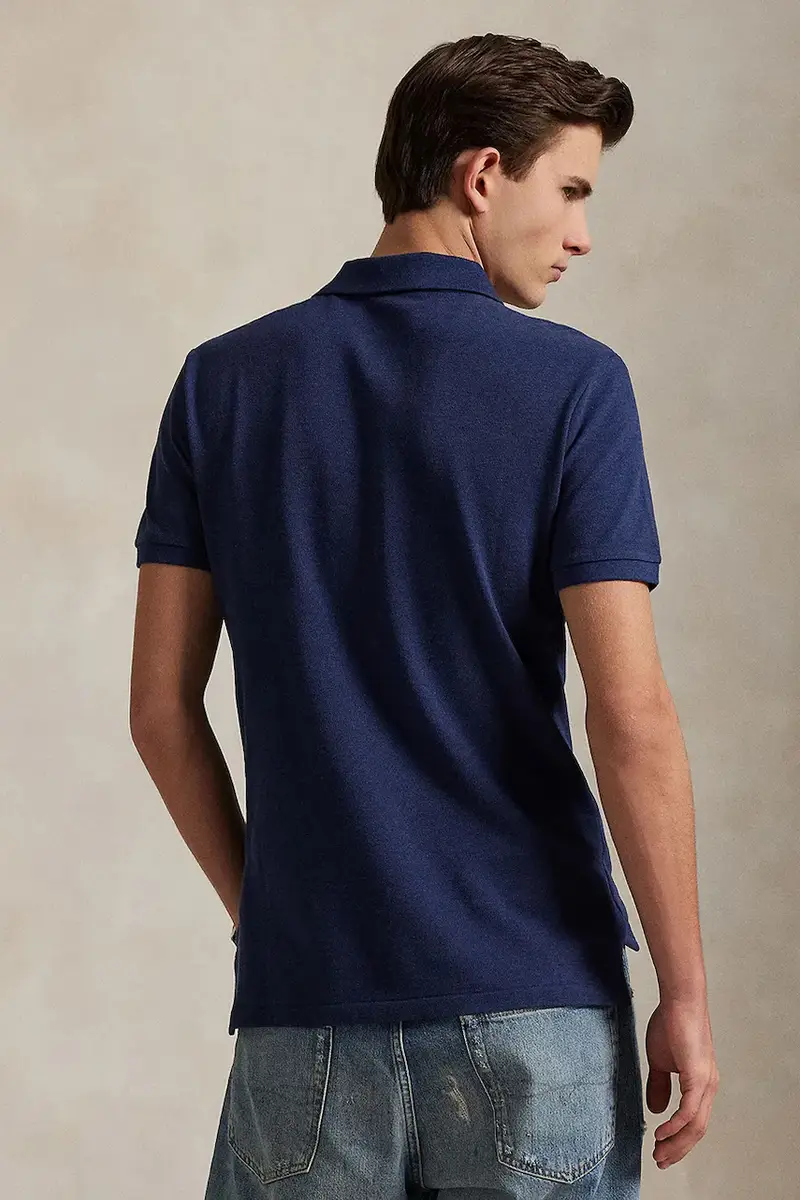 polo in cotone colore blu 710680784 Blu navy miniatura 2