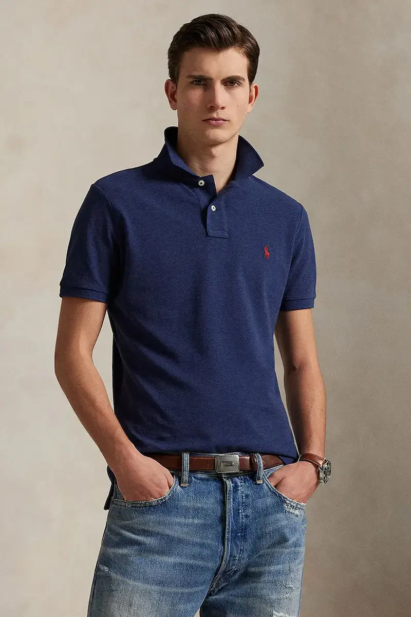polo in cotone colore blu 710680784 Blu navy