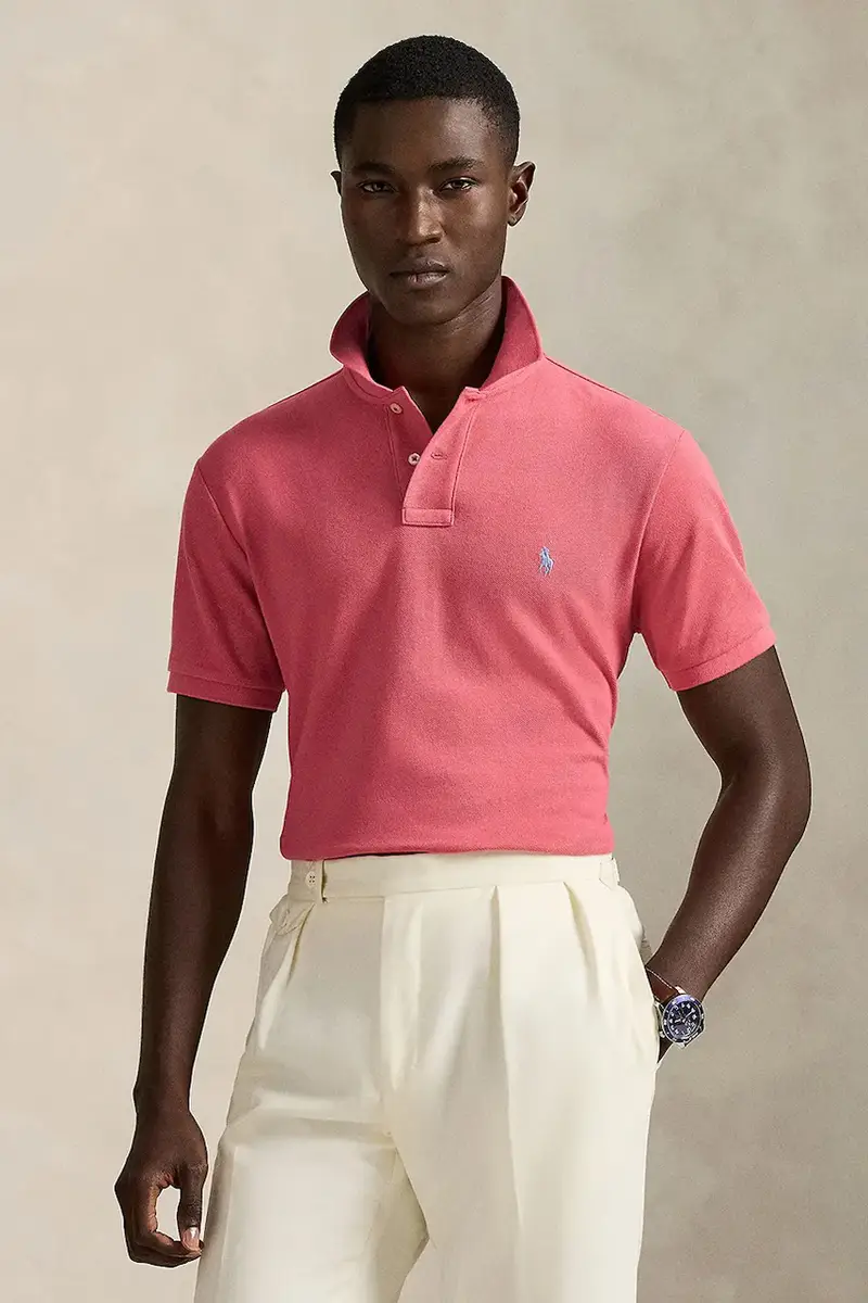 polo in cotone colore blu 710680784 Rosa