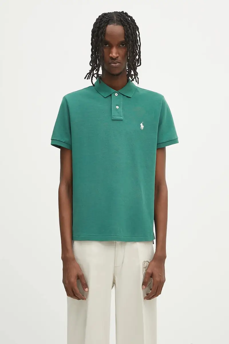 polo in cotone colore blu 710680784 Verde