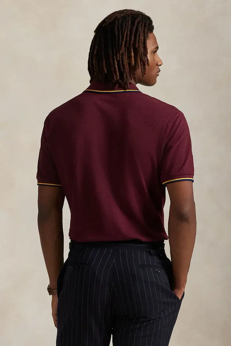 polo in cotone colore blu 710842621 Granata miniatura 2