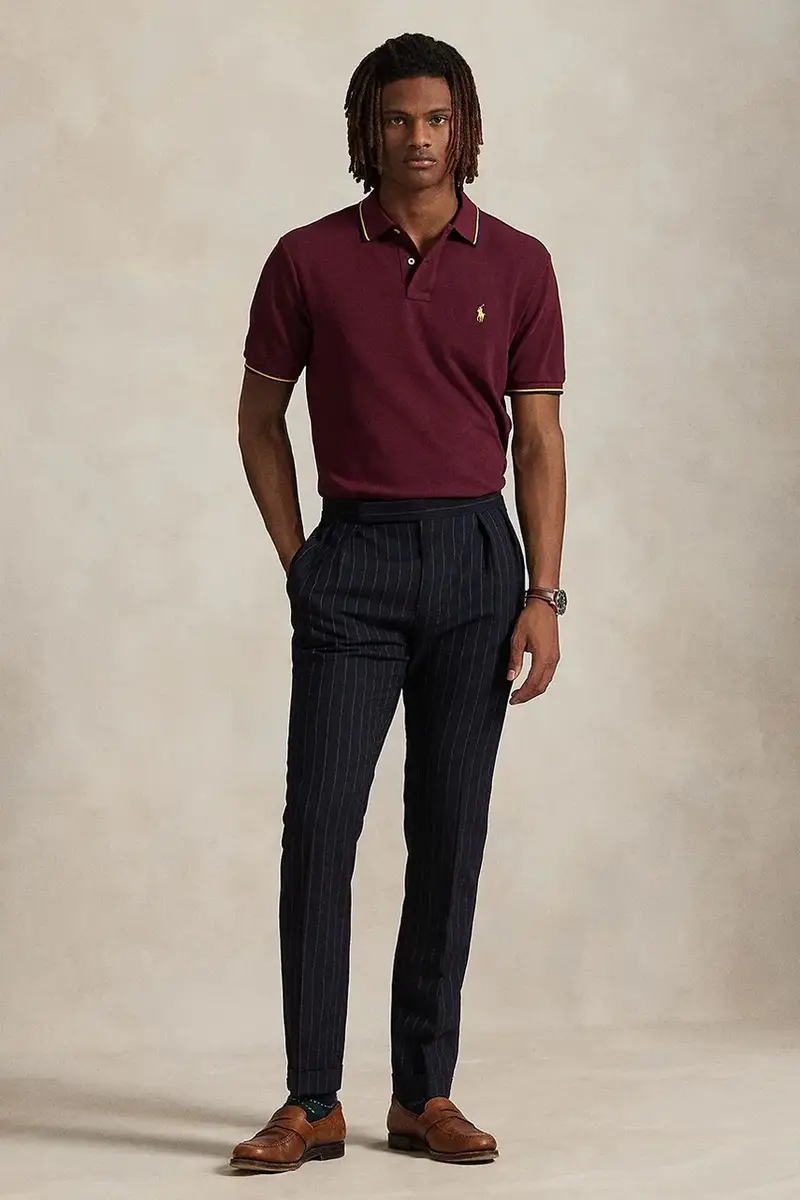 polo in cotone colore blu 710842621 Granata miniatura 3