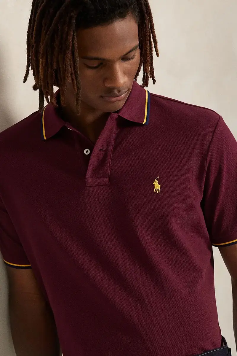 polo in cotone colore blu 710842621 Granata miniatura 4