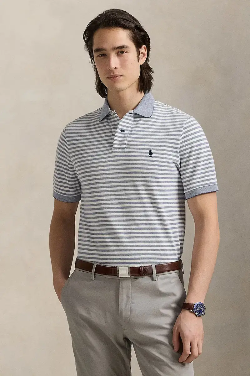 polo in cotone colore blu 710974596