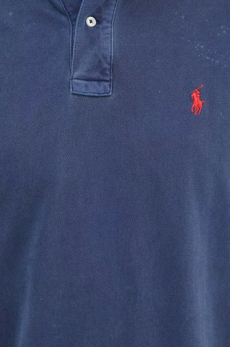 polo in cotone colore blu navy miniatura 4