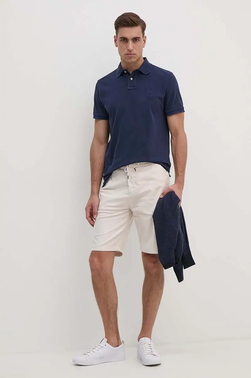 polo in cotone colore blu navy 710938137 miniatura 2