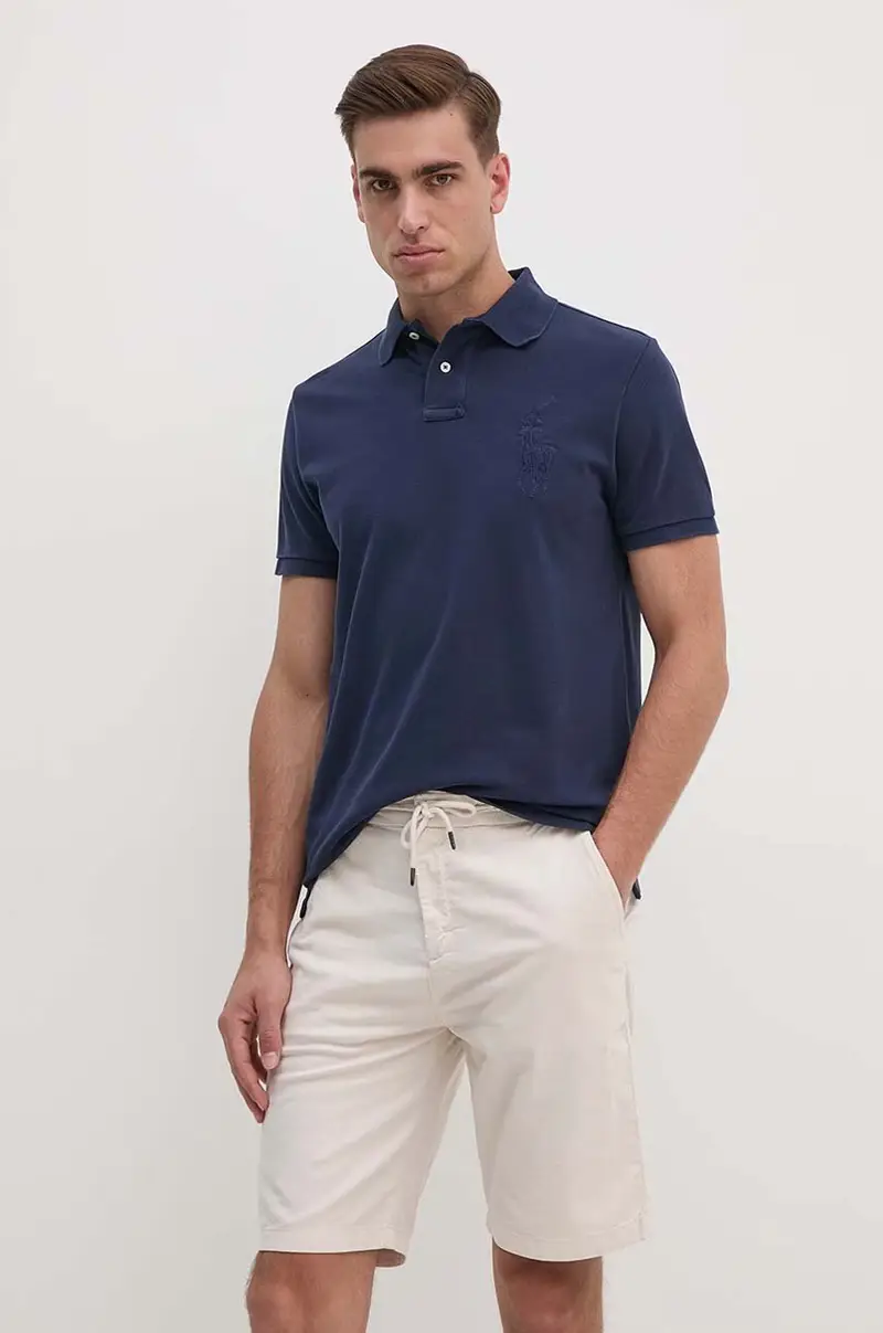 polo in cotone colore blu navy 710938137