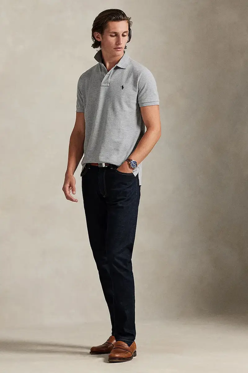 polo in cotone colore nero 710782592 Grigio miniatura 3