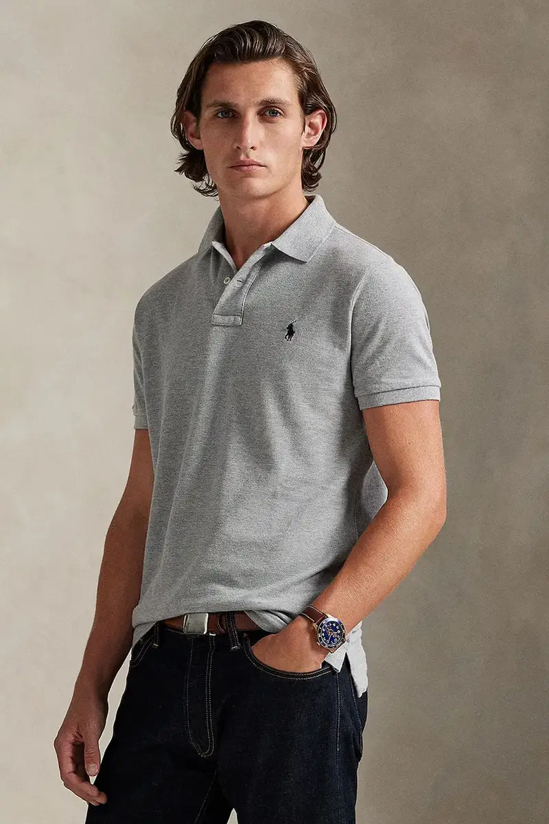 polo in cotone colore nero 710782592 Grigio