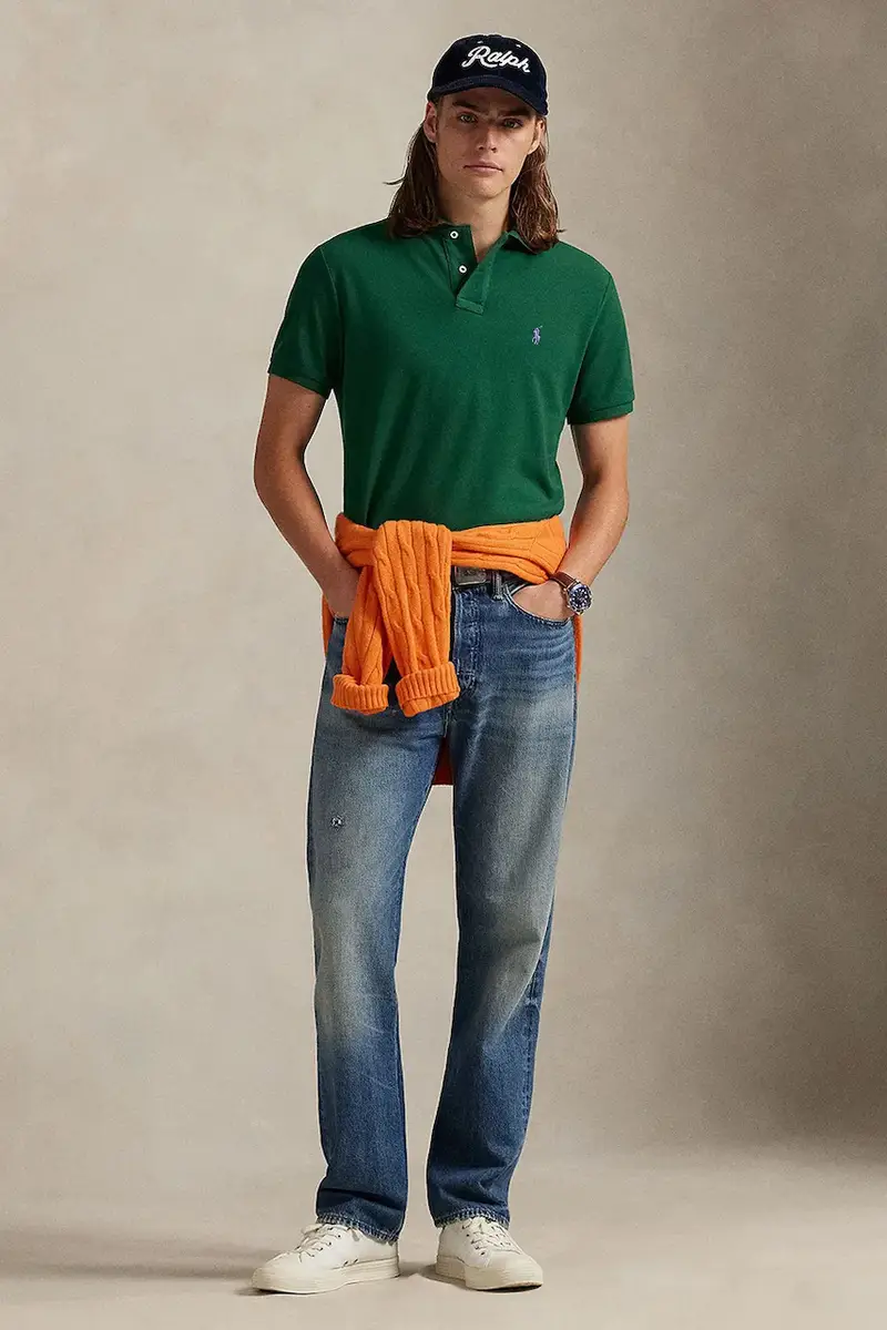 polo in cotone colore nero 710782592 Verde miniatura 3