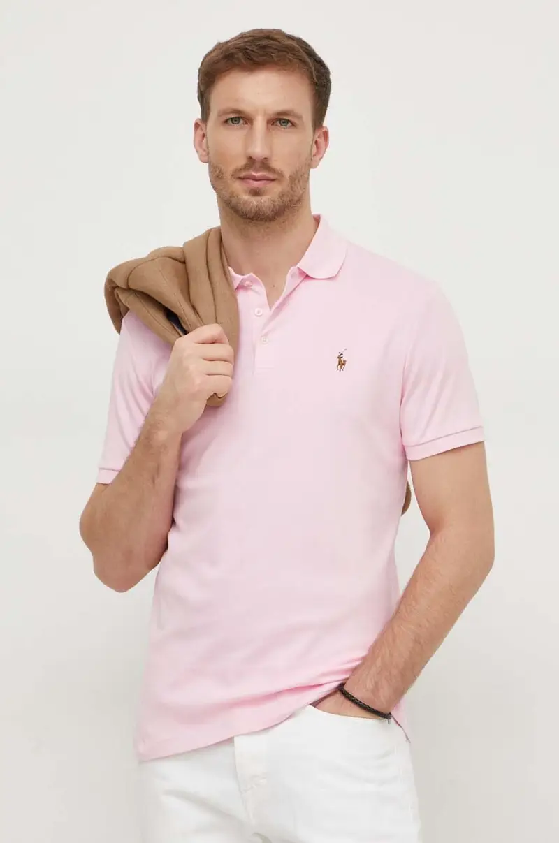 polo in cotone colore rosa