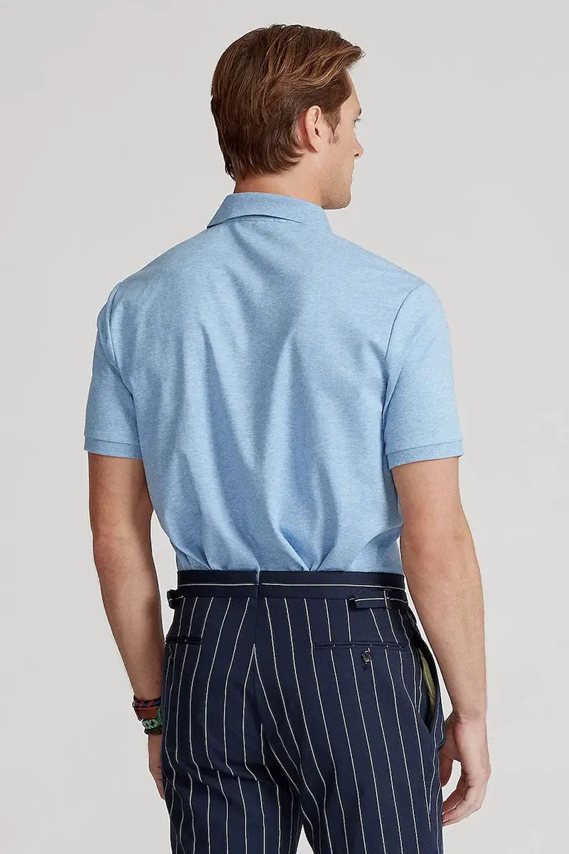 polo in cotone colore rosa 710704319 Blu miniatura 2