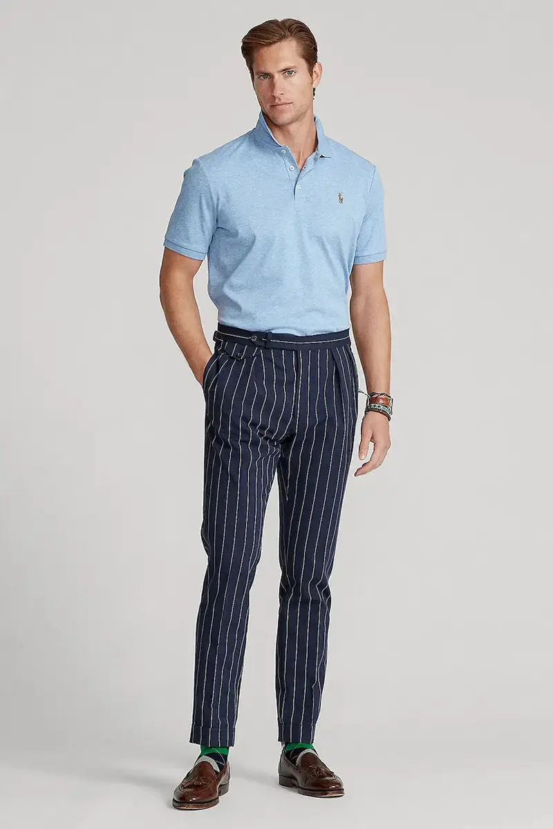 polo in cotone colore rosa 710704319 Blu miniatura 3