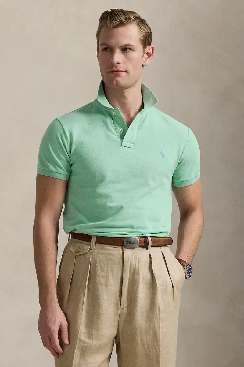 polo in cotone colore turchese 710536856