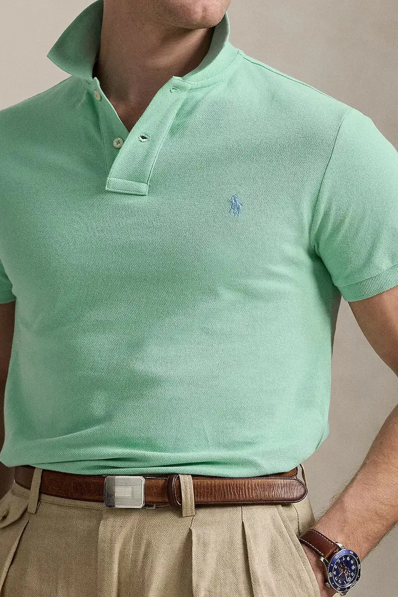 polo in cotone colore turchese 710536856 Verde miniatura 4