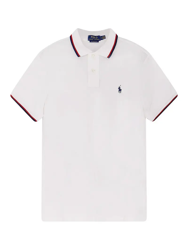 Polo In Cotone Con Profili In Contrasto Bianco