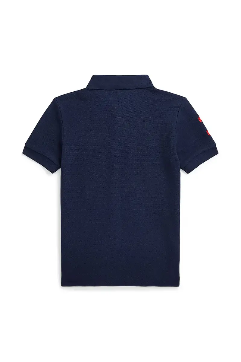 polo in lana bambino/a colore blu navy con applicazione 322703635100 miniatura 2