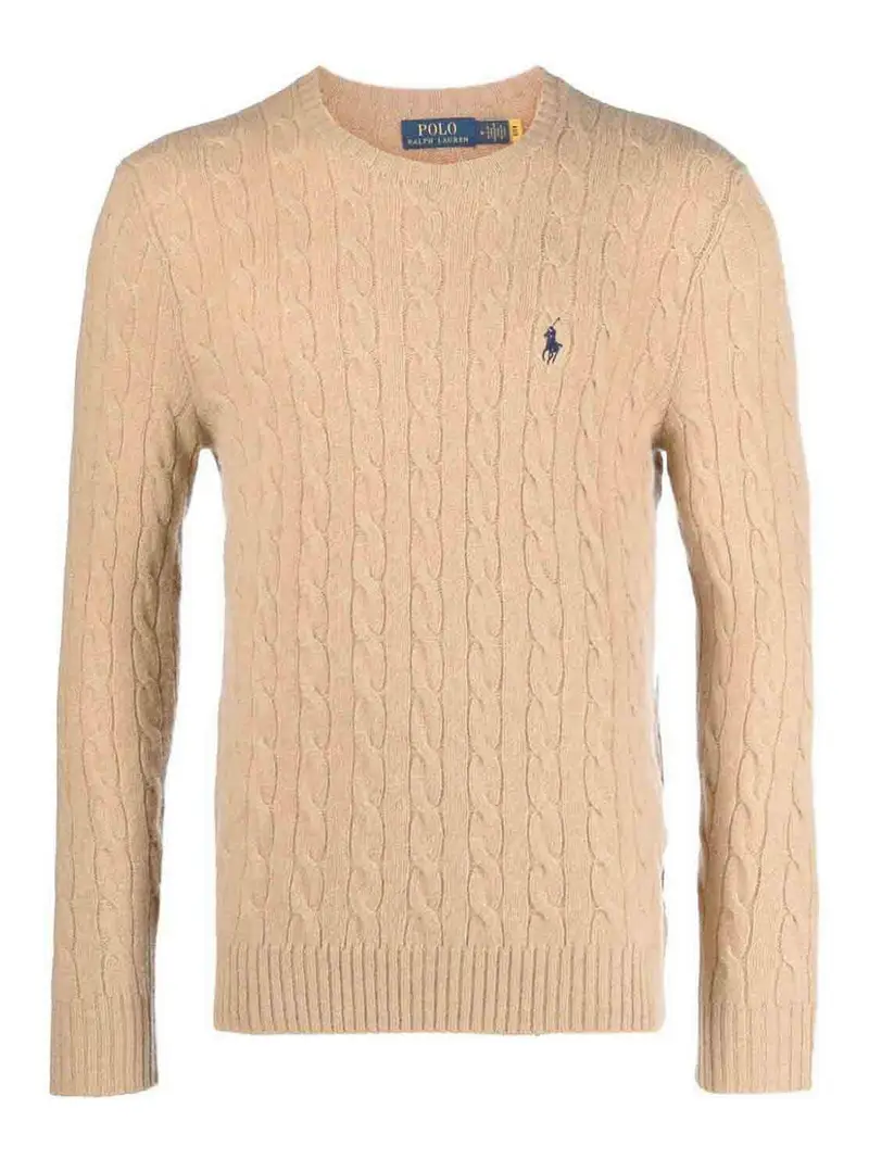 Pullover girocollo a maniche lunghe Marrone