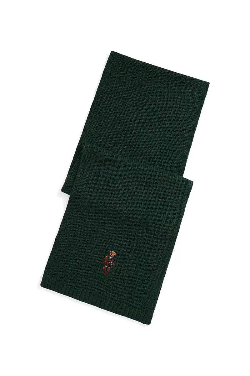 scialle con lana colore verde con applicazione 449P02042