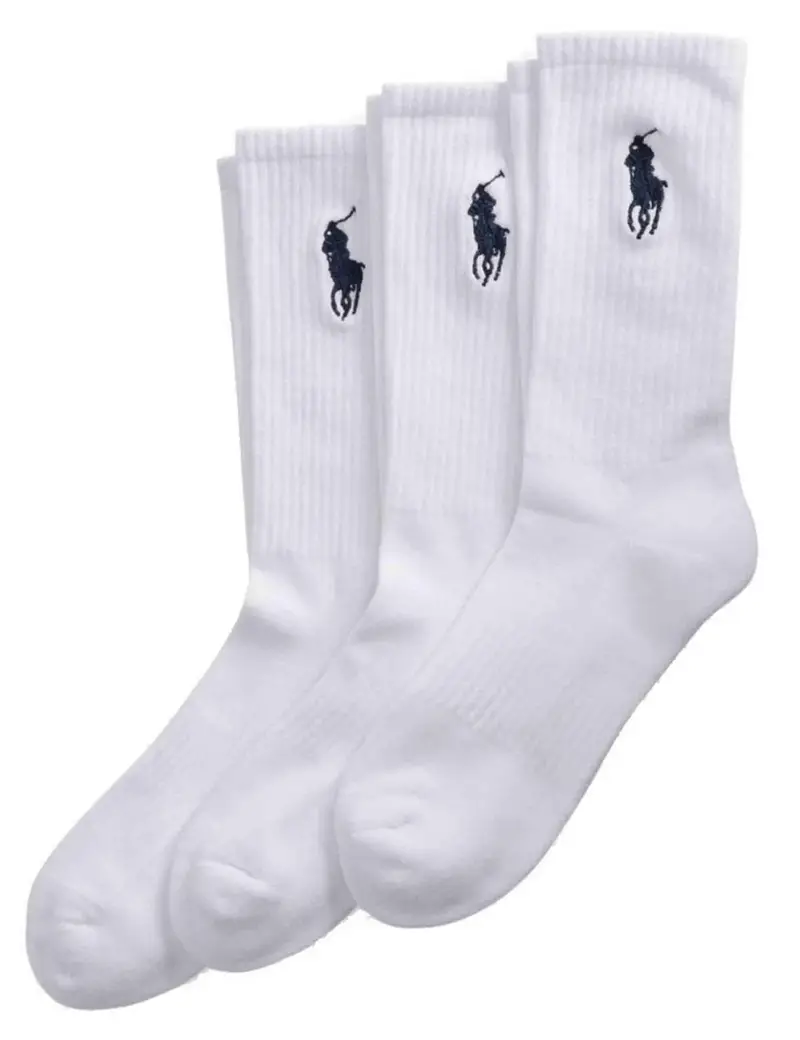 Set di 3 Calzini Crew in cotone bianco Uomo 449858064001 WHITE