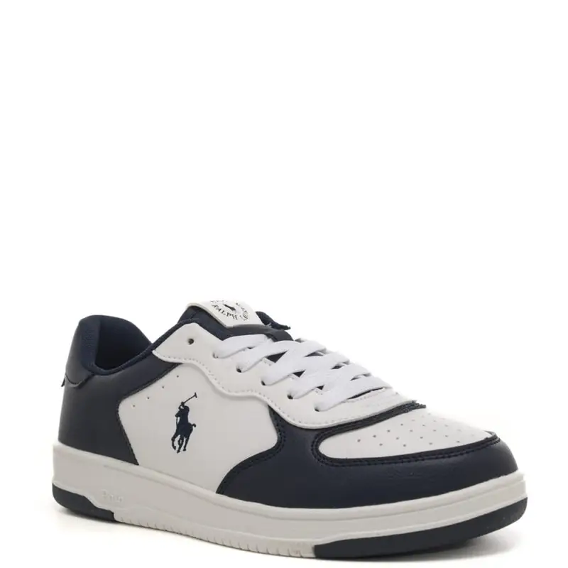 sneakers da ragazzo masters court con lacci in tessuto blu navy e bianche miniatura 2